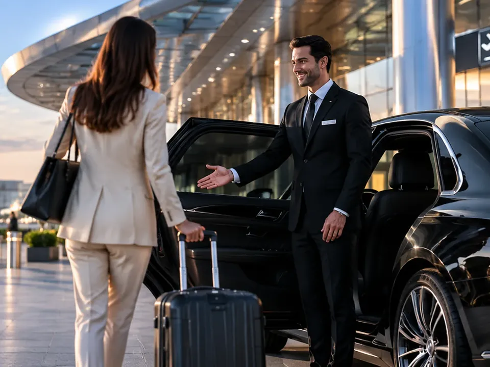 BluePick chauffeur meeting a passenger at the terminal